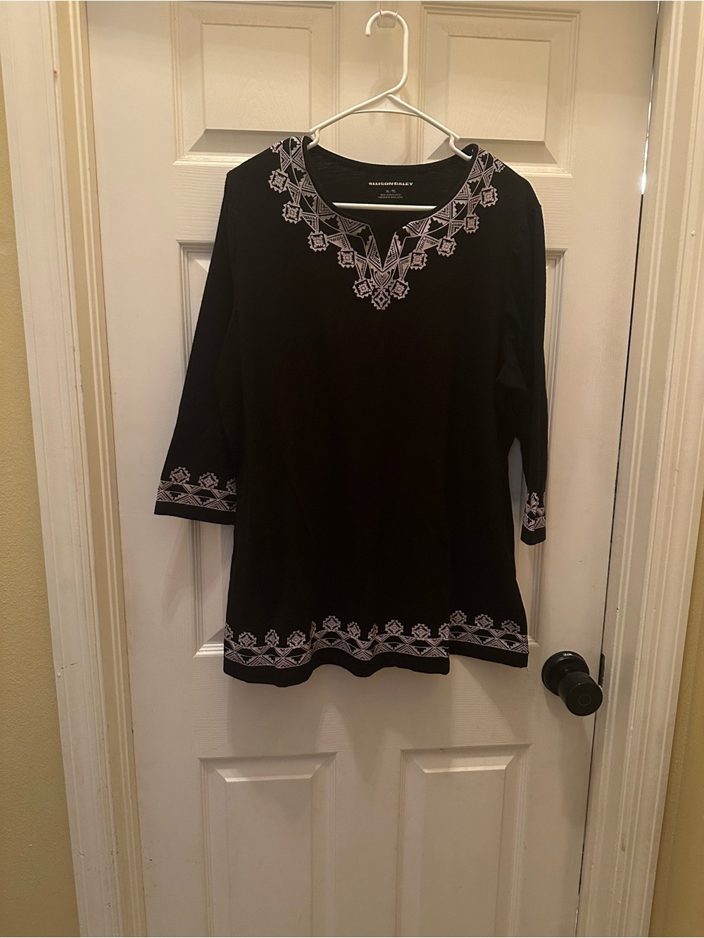 Embroidered Black Women's Tunic Top